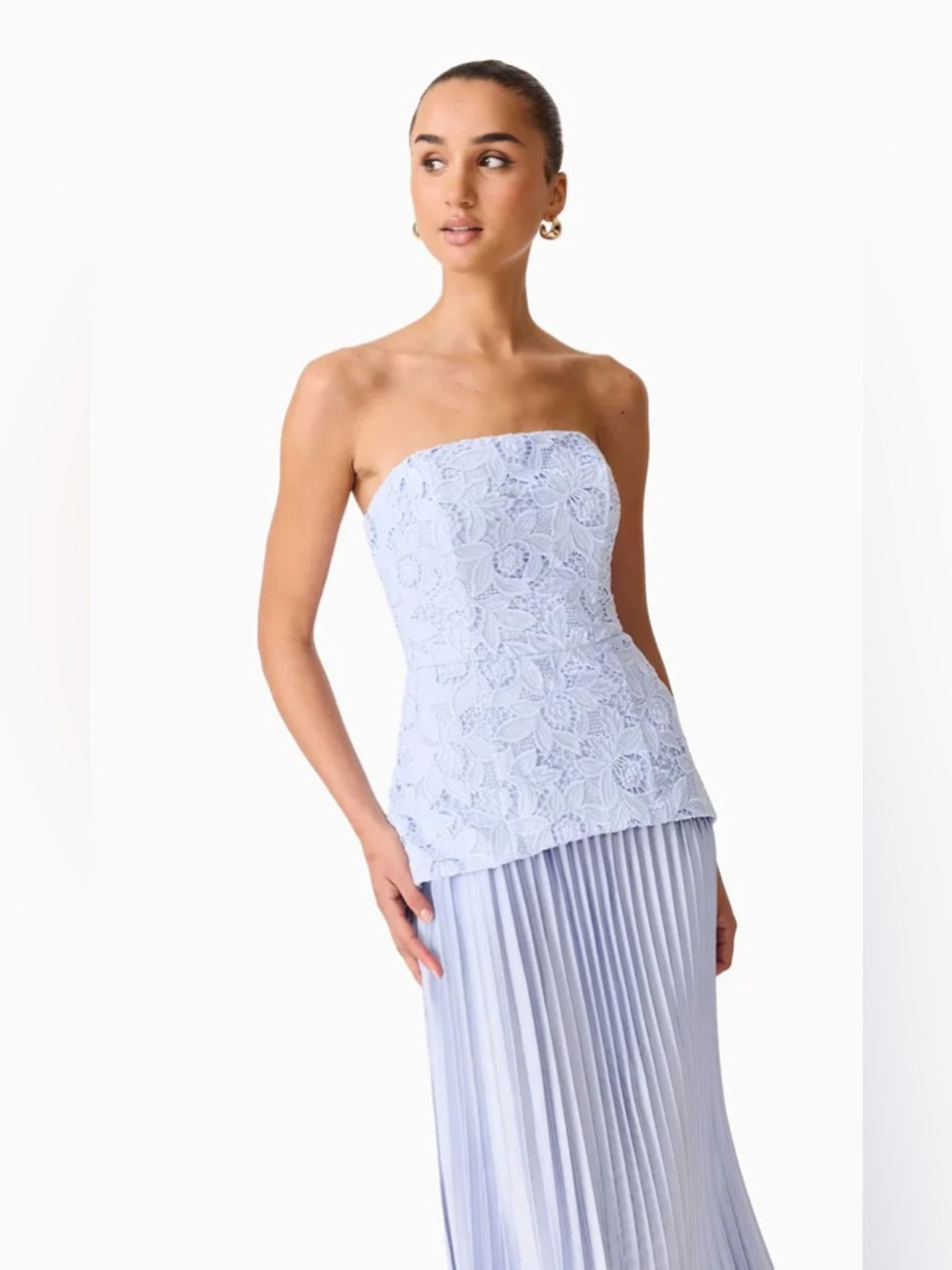 Elliatt Lacy Strapless Gown in Powder Blue Size S NWT - Picture 3 of 8